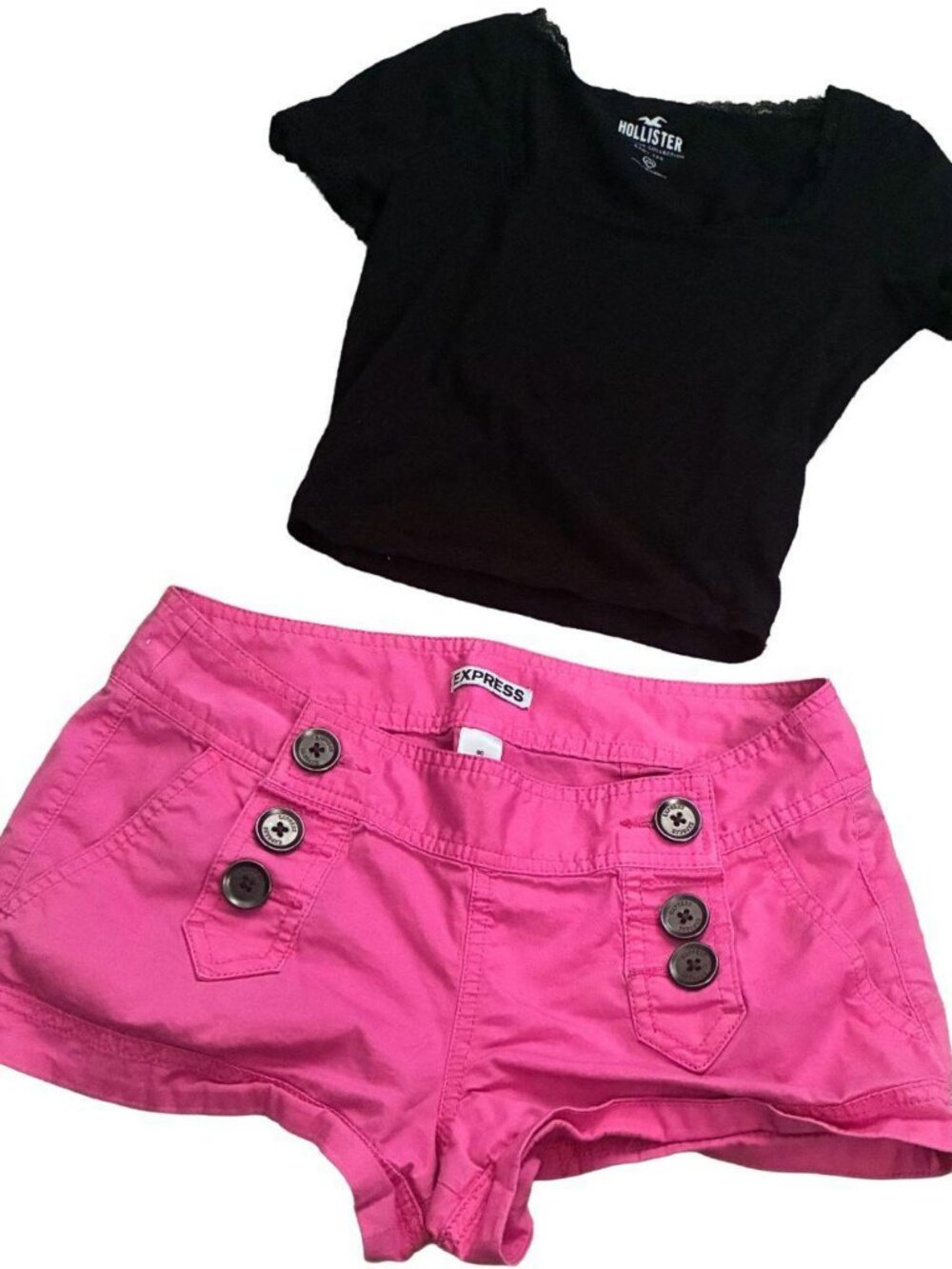 Hollister Pink Lace Lined Crop Top XXS